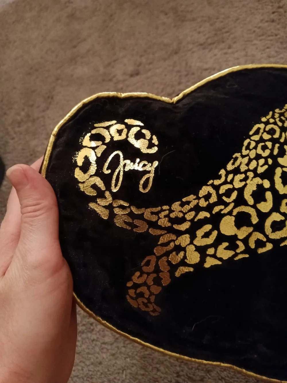Juicy Couture Home Black Velvet Leopard Poodle Pillow 🐆✨ Y2K